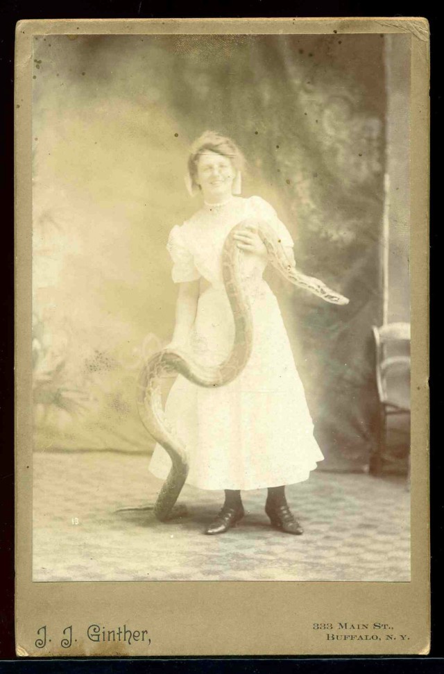 1890's Python Snake Woman Emma Pearly Circus Sideshow
